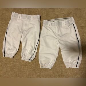 Alleson White Baseball Pants with black piping- YM